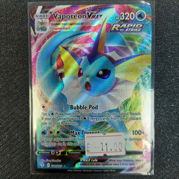 030/203 Vaporeon VMAX Holofoil SWSH07 Evolving Skies (Ungraded)
