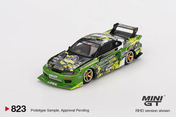 MGT00823-R Mini GT 1:64 Diecast - Nissan LB-Super Silhouette S15 SILVIA #555 V2 2024 Formula Drift Japan, Green