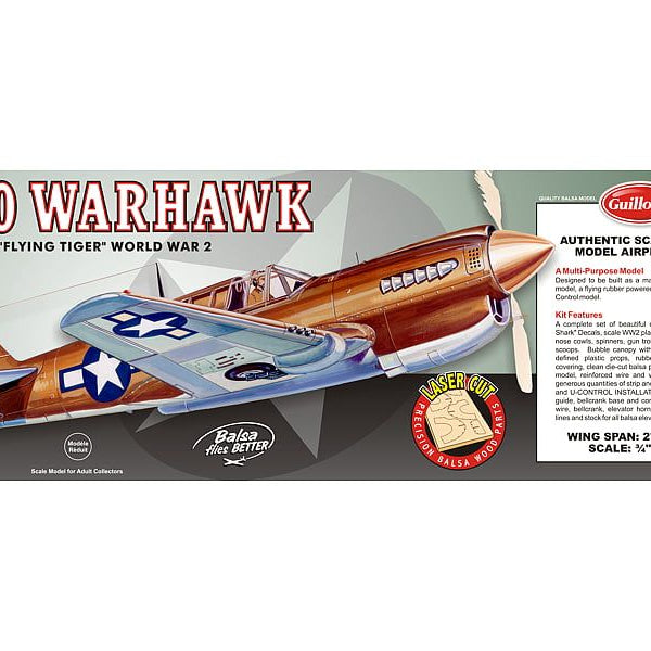 G405 Guillows 1/16 Scale P-40 Warhawk Balsa Model Kit