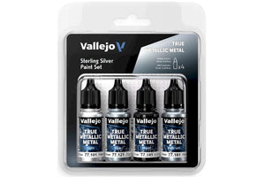 77251 Vallejo True Metallic Metal set Sterling Silver 4x18ml