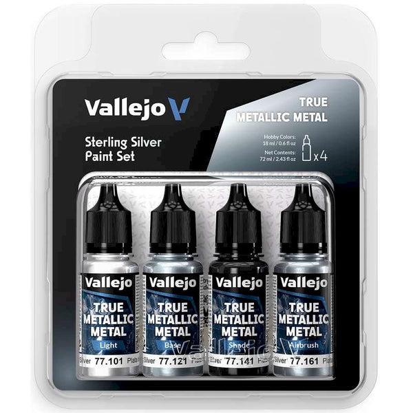 77251 Vallejo True Metallic Metal set Sterling Silver 4x18ml
