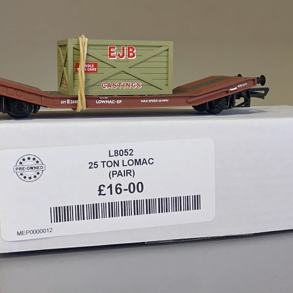 L8052 HORNBY 25 Ton LOWMAC WAGON WITH CRATE (Pair)