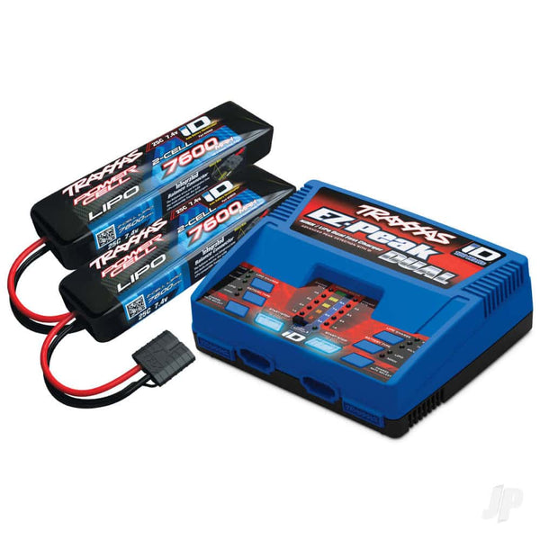 TRX2991T Traxxas iD Combo 1x EZ-Peak Dual Charger & 2x LiPo 2S 7600mAh Batteries