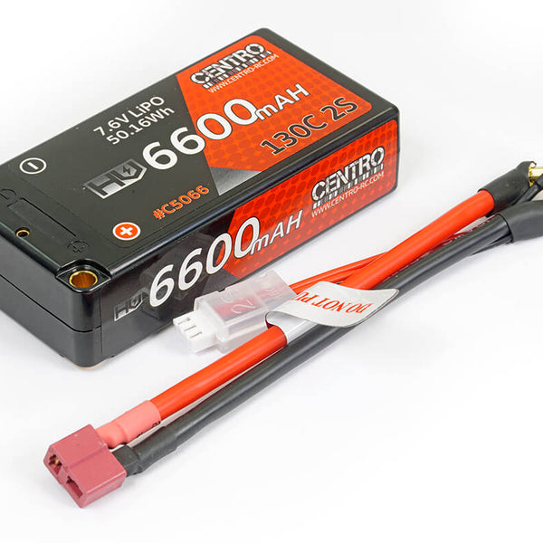 C5066 CENTRO HV 2S 6600MAH 7.6V 130C HARDCASE SHORTY LIPO BATTERY