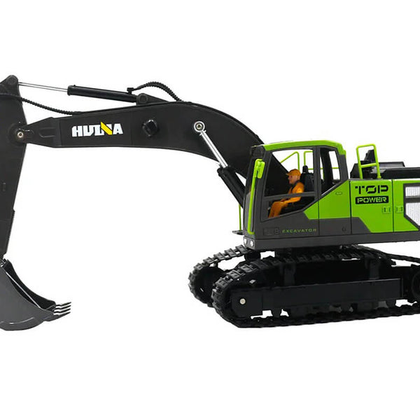 CY1661 HUINA 2.4G 11CH RC EXCAVATOR GREEN 680° TURNTABLE W/SMOKE