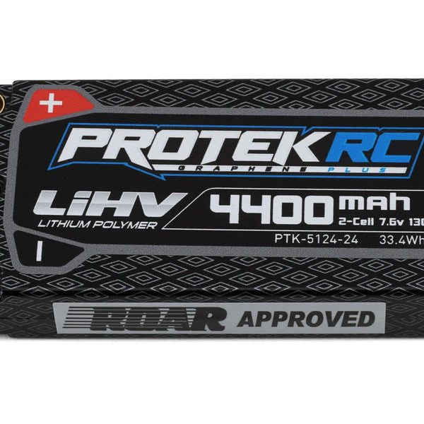 PTK-5124-24 ProTek RC 2S 130C Low IR Si-Graphene + HV ULCG Shorty LiPo Battery (7.6V/4400mAh) w/5mm Connectors (ROAR Approved)