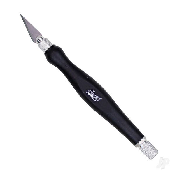 EXL16026 Excel K26 Contoured Rubberized Grip Knife, Black