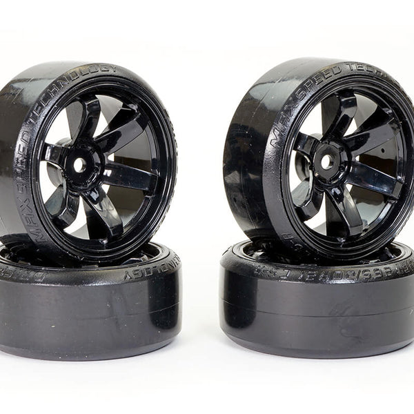 FAST0086BK Fastrax 1/10 Street/Drift Tyre 6 Spoke Wheel 6mm Offset Black
