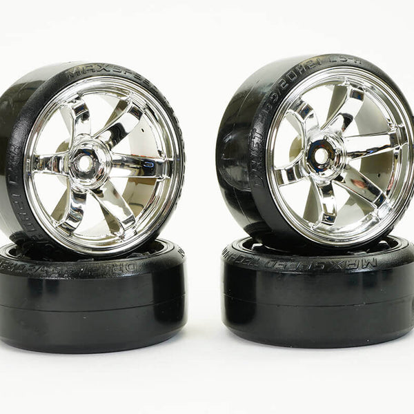FAST0086C  FASTRAX 1/10 STREET/DRIFT TYRE 6-SPOKE WHEEL (6MM OFFSET) - CHROME
