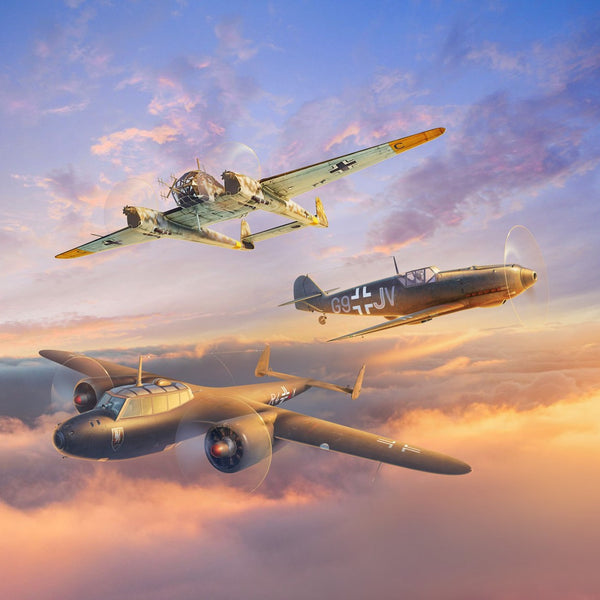 ICM72209 ICM Set of 3 Luftwaffe Night Fighters (Bf 109E-4, Do 172-10 Kauz II, Fw 189A-1)