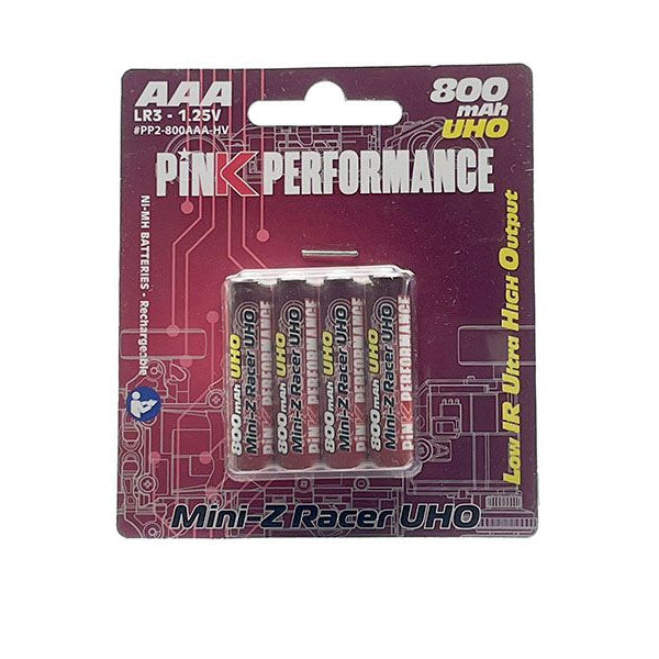 PP2-800AAA-HV Pink Performance Batteries R3-AAA Ni-Mh 800mAh (4) UHO Mini-Z