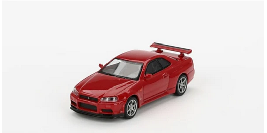 MGT00796-R 1:64 MINI GT NISSAN SKYLINE GT-R (R34) V-SPEC ACTIVE RED (RHD)