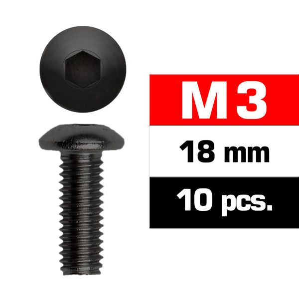 UR162318 M3x18mm BUTTON HEAD SCREWS (10 pcs)
