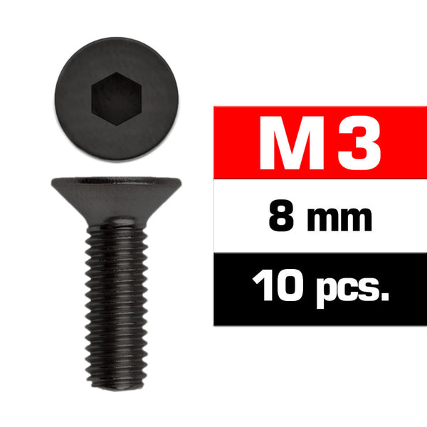 UR161308 M3x8mm FLAT HEAD SCREWS (10 pcs)