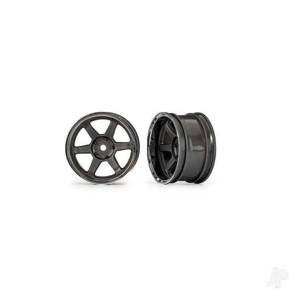TRX10572 TRAXXAS Wheels, 1.9" six spoke (Graphite Grey w/Chrome rim) (wide, rear) (2)