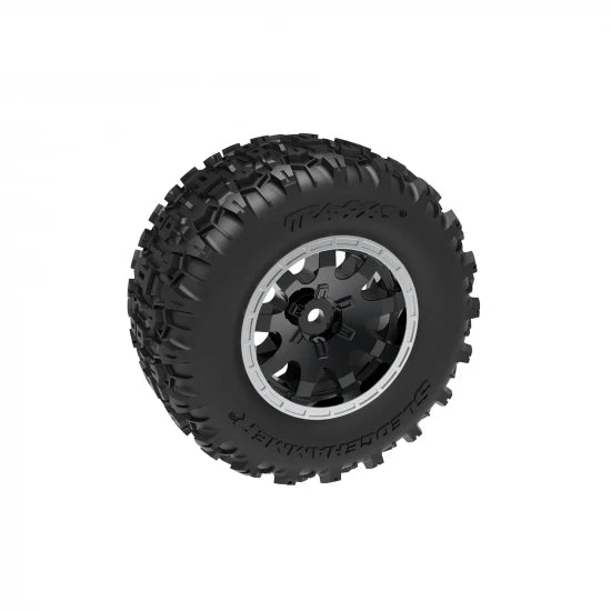 TRX10770-STBLK Traxxas Tyres + wheels, assembled (black with satin beadlock wheels, dual profile
