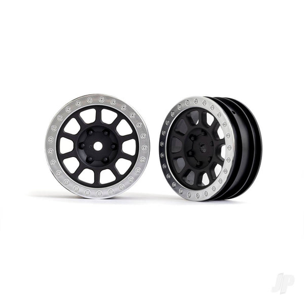 TRX2481 TRAXXAS Wheels, 2.2' (graphite gray, satin chrome beadlock) (2) (Bandit front)