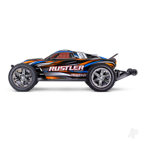 TRX37354-4-ORNG Traxxas Rustler HD BL-2S 1:10 2WD RTR Stadium Truck, Orange (+ TQ 2-ch, BL-2S, 3300kV, Clipless Body)