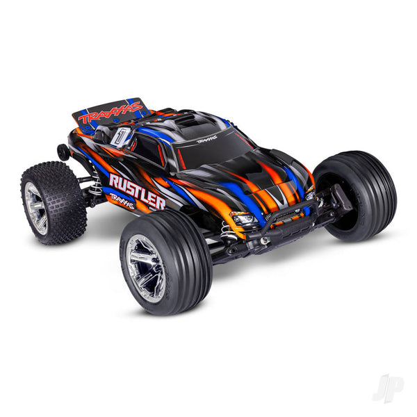 TRX37354-4-ORNG Traxxas Rustler HD BL-2S 1:10 2WD RTR Stadium Truck, Orange (+ TQ 2-ch, BL-2S, 3300kV, Clipless Body)