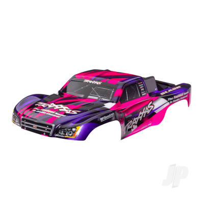 TRX5851-PINK Body, Slash 2WD (also fits Slash VXL & Slash 4X4), Pink & purple (painted, decals applied) (assembled with front & rear latches for clipless mounting)