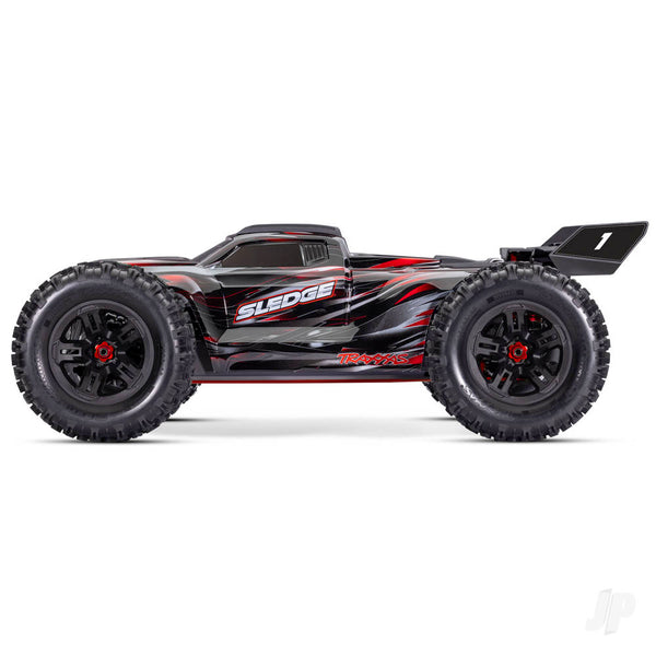 TRX95096-4-RED TRAXXAS Sledge Belted 1:8 4WD RTR Brushless Electric Monster Truck, Red (+ TQi 2-ch, TSM, VXL-6S, Belted, Clipless Body)