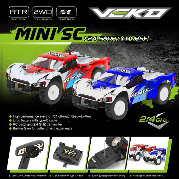 VK0002-RD Veko Mini SC Red 1:24 Short Course RTR with Gyro