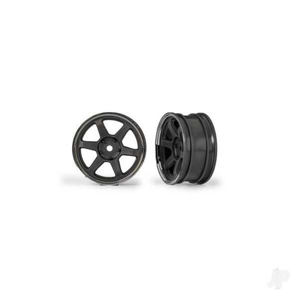 TRX10571 Wheels, 1.9" six spoke (Graphite Grey w/Chrome rim) (front) (2)
