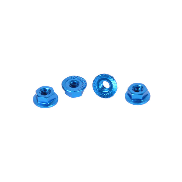 CR035 CORE RC - Serrated Alloy M4 Nuts; Blue pk 4