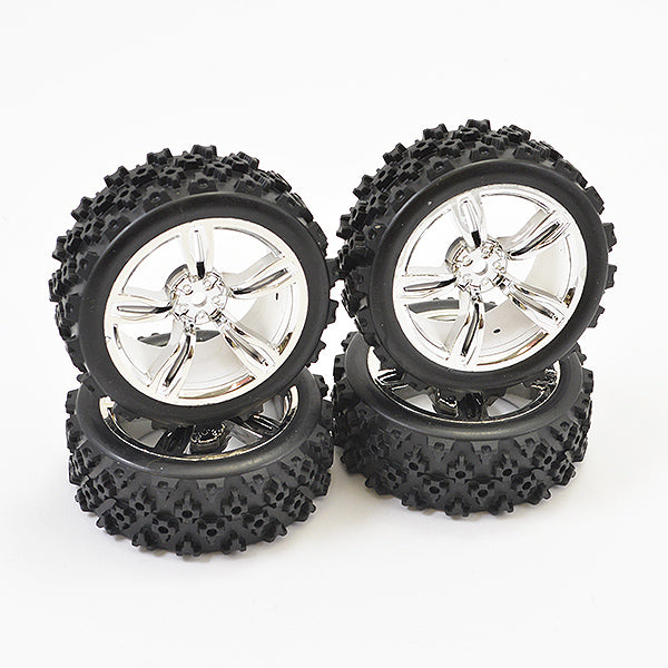 FAST0074C FASTRAX 1/10TH TOURING WHEEL/ RALLY BLOCK 5-SPOKE CHROME (4)