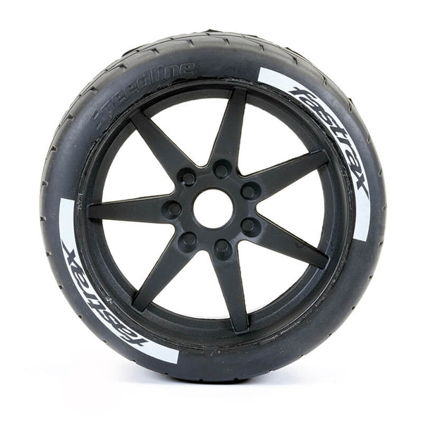 FAST1018-45 FASTRAX SUPAFORZA WIDE REAR 45° TYRES/BLACK 17MM HEX WHEELS