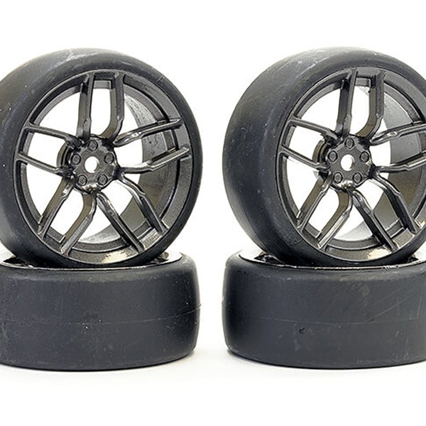FAST1356G-D13 Fastrax 1/10 (4) Drift D1 Tyre w/3mm 10spoke Wheel Graphite