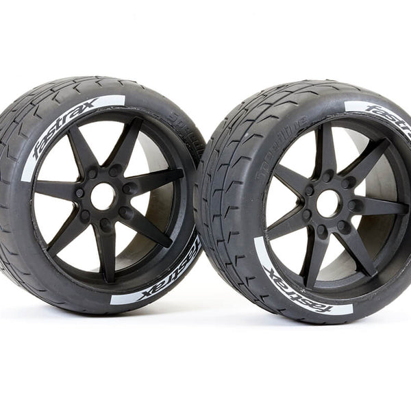 FAST1018-45 FASTRAX SUPAFORZA WIDE REAR 45° TYRES/BLACK 17MM HEX WHEELS