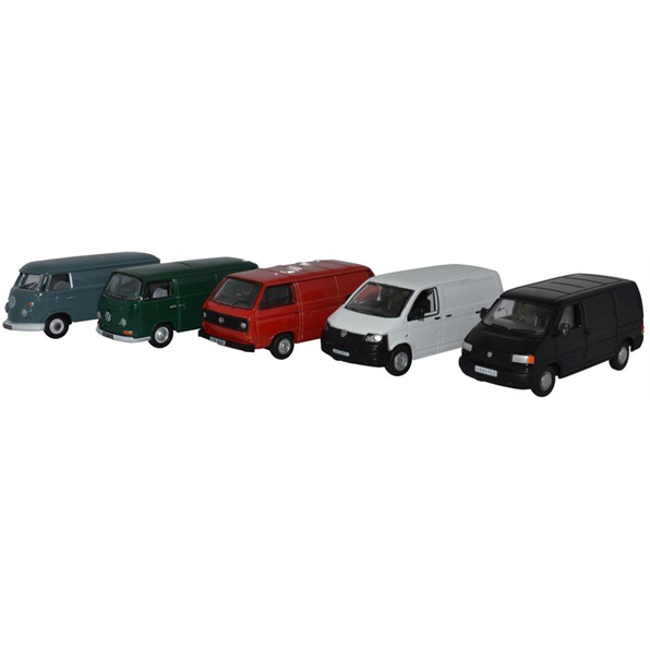 76SET66 OXFORD DIECAST 5 Piece VW Van Set T1/T2/T3/T4/T5