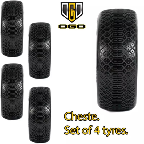 OGO-0103BCM OGO 1/8th Buggy Cheste Tyres - Clay Compound - Medium (Silver) - 4Pcs
