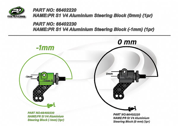 66402220 - PR S1 V4 Aluminum steering block (0mm) (1pr)