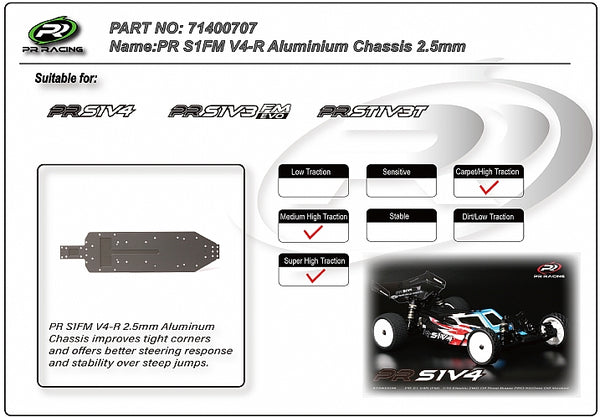 71400707 PR S1FM V4-R Aluminium Chassis 2.5mm