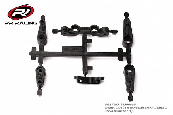 94500044 PRB10 Steering Bell Crank & Rack & servo horns Set (1)