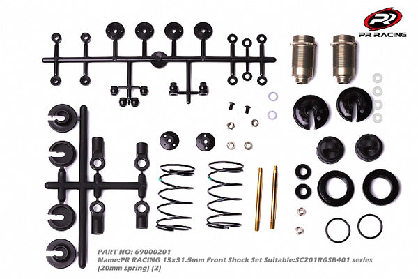 69000201 PR RACING 13x31.5mm Front Shock Set Suitable : SC201R & SB401 series (20mm spring) (2)