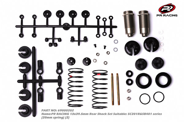 69000202 PR RACING 13x39.5mm Rear Shock Set Suitable : SC201R & SB401 series (20mm spring) (2)