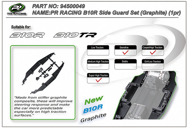 94500049 PR RACING B10R Side Guard Set (Graphite)