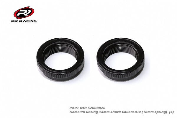 52000028 PR Racing 13mm Shock Collars Alu (18mm Spring)