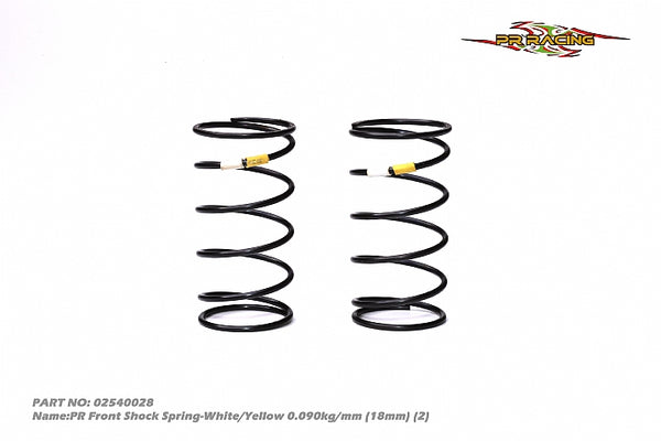 02540028  PR Front Shock Spring-White/Yellow 0.090kg/mm