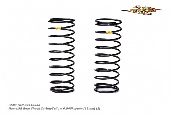 02540033 PR Rear Shock Spring-Yellow 0.045kg/mm