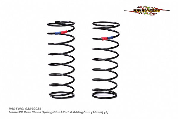 02540036 PR Rear Shock Spring-Blue+Red 0.060kg/mm