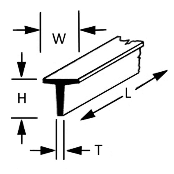 PLASTRUCT TFS4 - 90564 Tee 3.2 x 3.2 x 375mm