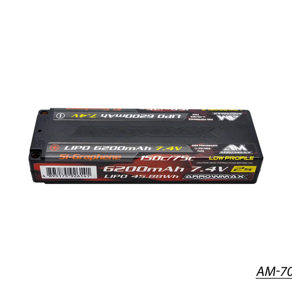 AM700711 Arrowmax Lipo 6200mah 2s TC LP 7.4v 75/150c