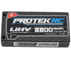 PTK-5105-22 ProTek RC 1S 130C Low IR Si-Graphene + HV LiPo Battery (3.8V/8800mAh) w/4mm Connectors (ROAR Approved)