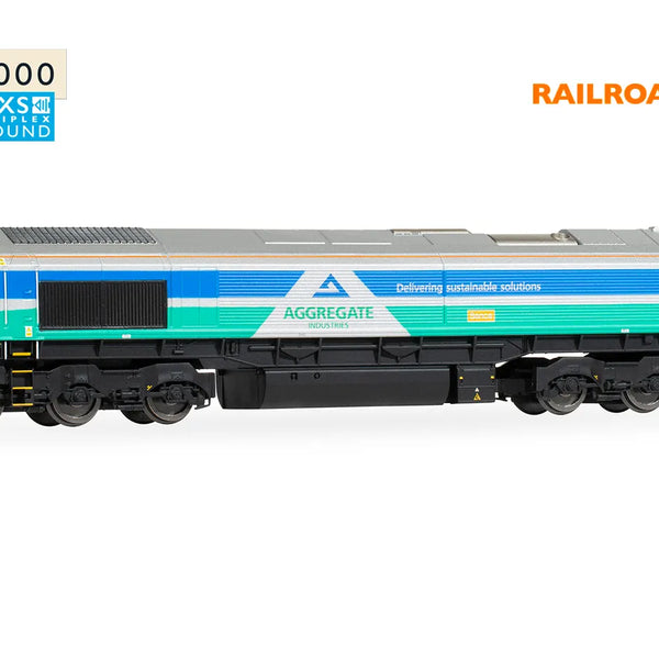 R30428TXS RailRoad Plus: Class 66 - Aggregates Industries - 66711 'Sence' (DCC Sound Fitted)