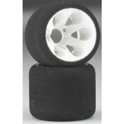 JAC2932 Magenta Jaco 1/12 Foam Rear Tires Mounted On "Prism" White Wheels (2)