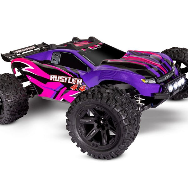 TRX67064-61-PINK Traxxas Rustler 4x4 XL-5 Power Bundle - Pink with LED